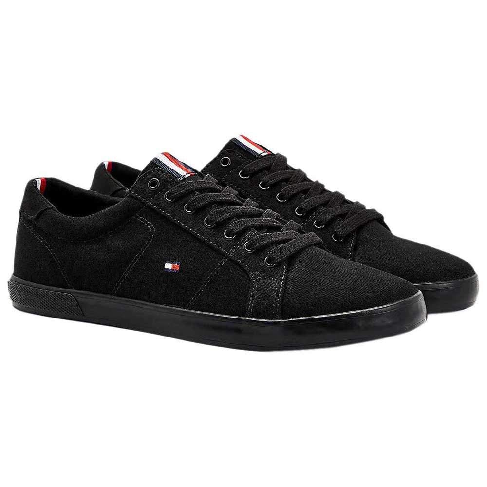 Tommy Hilfiger Zapatillas para Hombre Sneaker con Suela Vulcanizada, Negro (Black/Black), 42