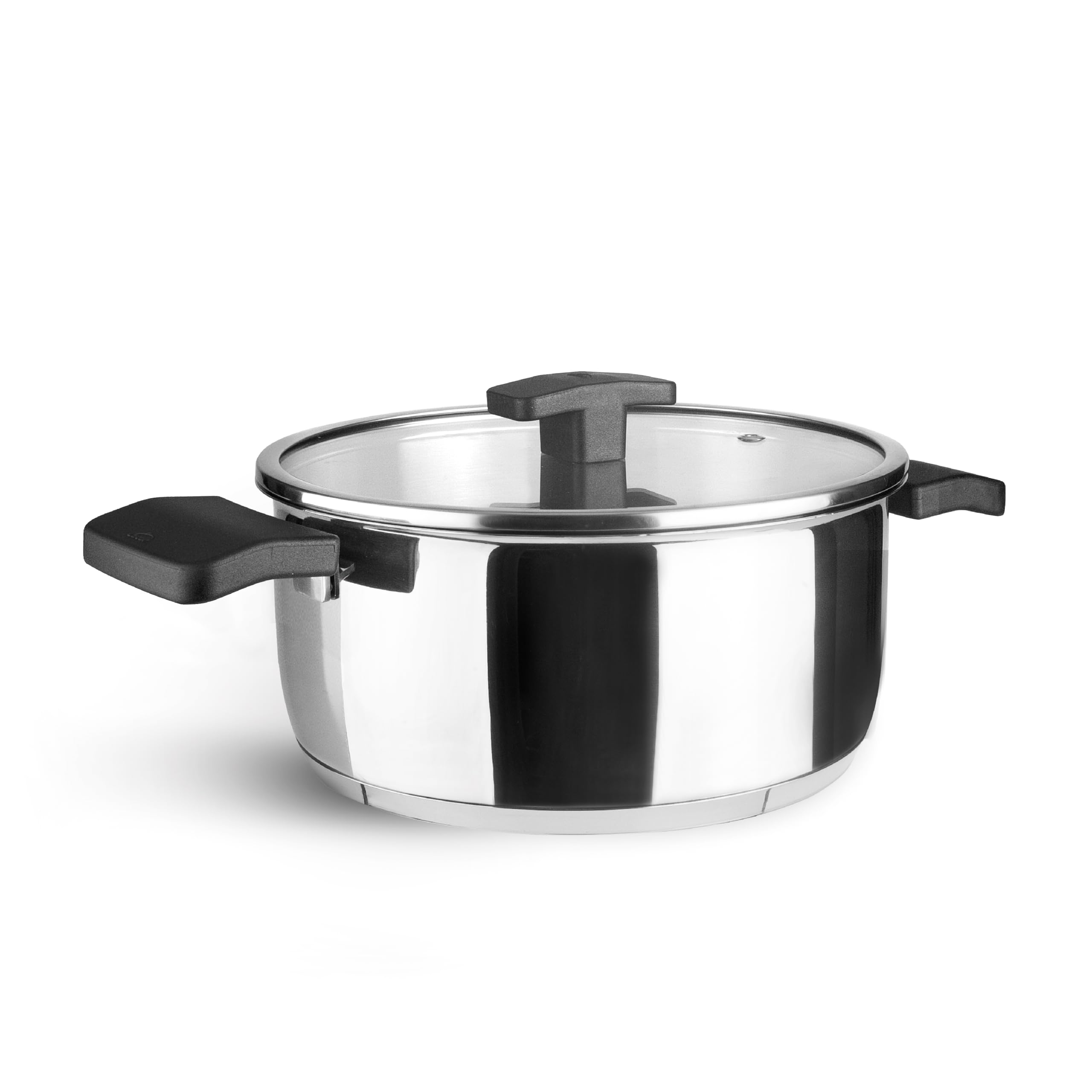 Lacor 80026 - Cacerola con Tapa Caliza, Acero Inoxidable 18/10, Asas | En acero inox 18/10, para guisos y cocciones uniformes; con 4,5 L de capacidad, versátil para tus preparaciones del día a día