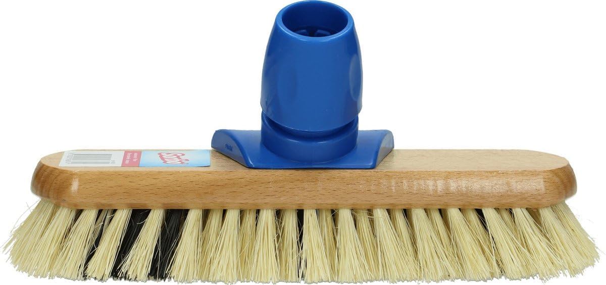Sorbo Estropajo – 22 cm – Cepillo de Limpieza Resistente con cerdas de Fibra Dura – Cuerpo de Madera – para Uso en Interiores y Exteriores – Ideal para Fregar Suelos, terrazas y Azulejos – Ø 24 mm