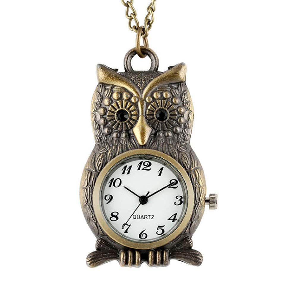 Montre de poche chouette quartz avec collier pour enfants et garçons