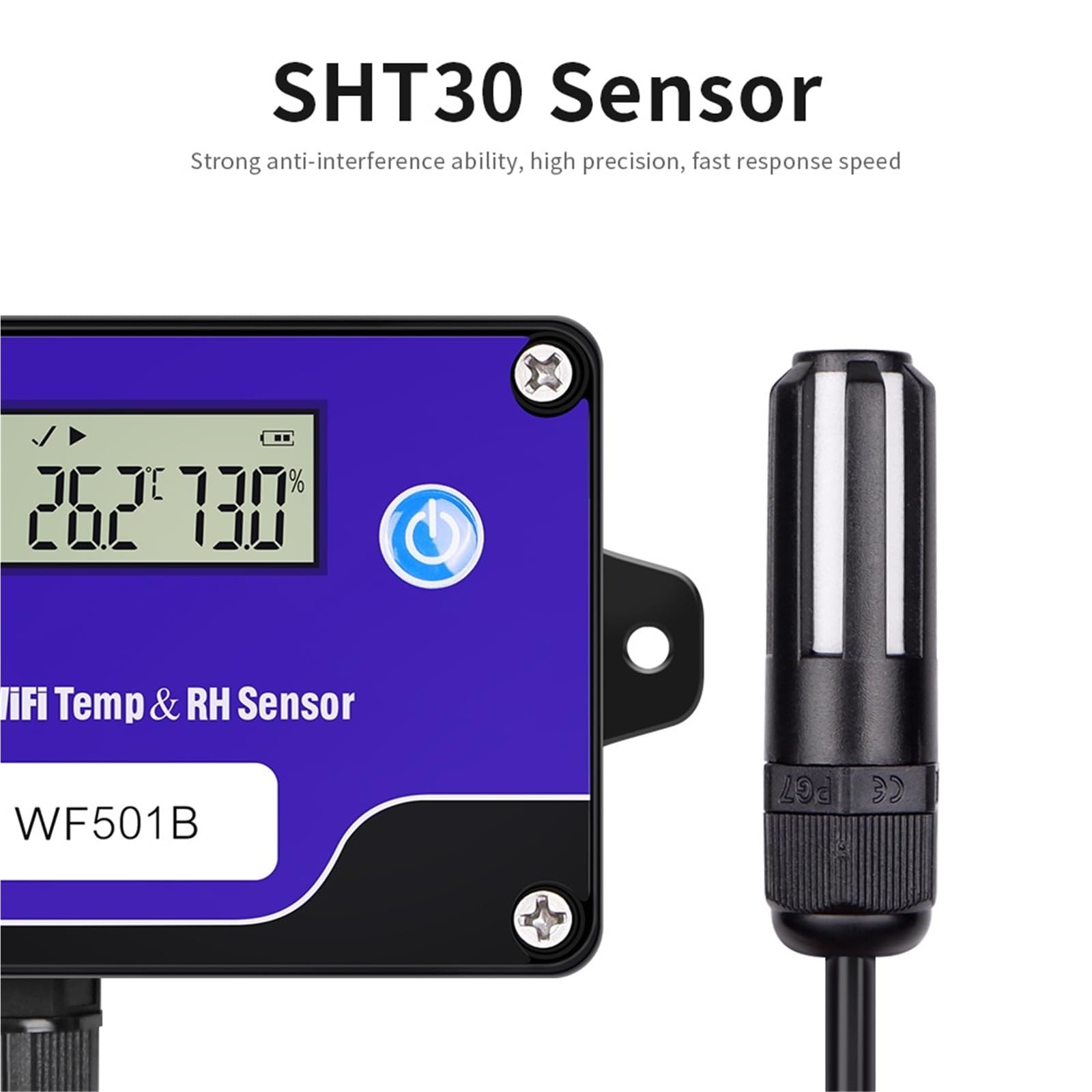 Transmisor de temperatura y humedad WiFi, monitoreo remoto, Sensor de temperatura y humedad, registrador de datos, alarmas de límite superior e inferior