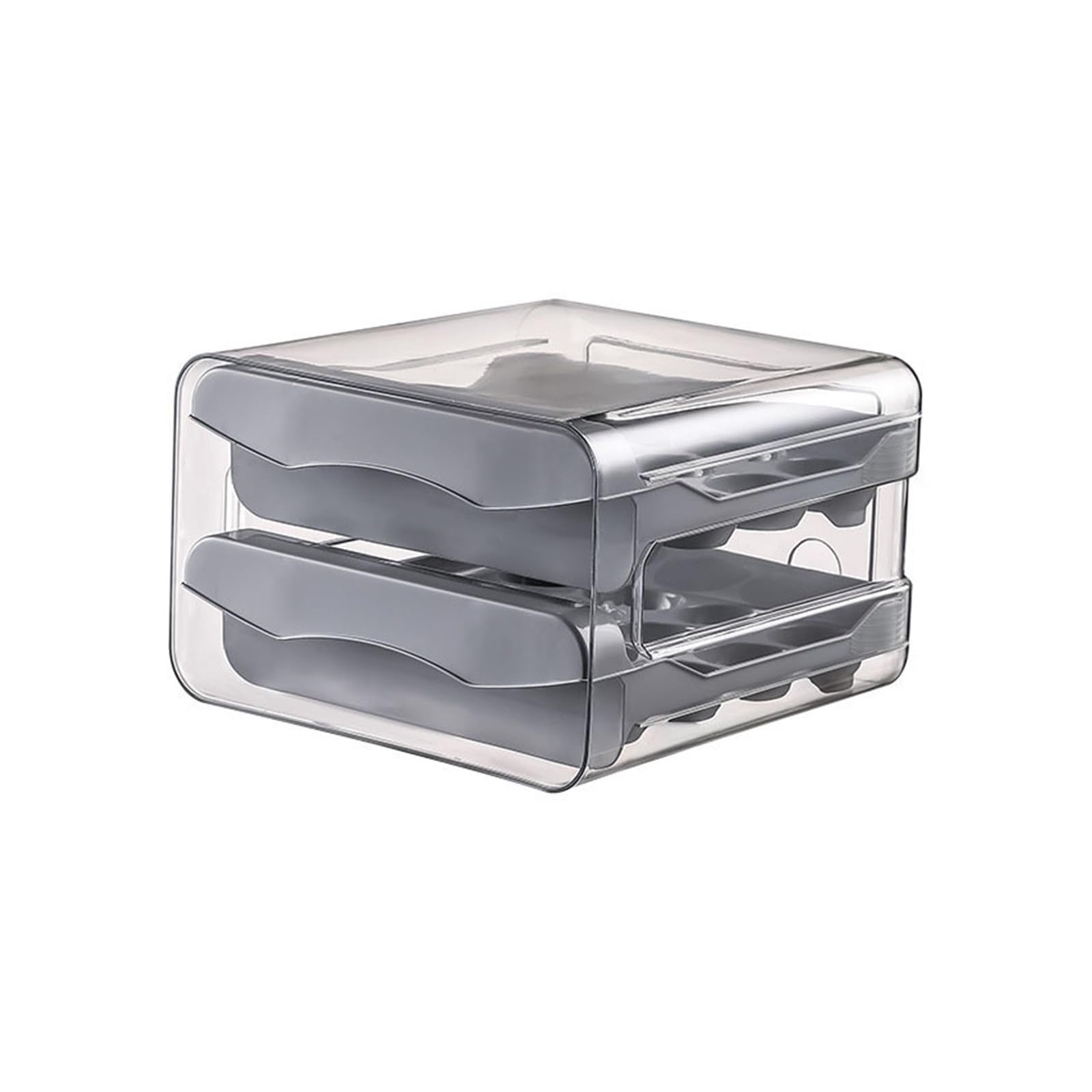 Fully Automatic Egg Rolling Machine Basket, Double-layer Drawer Refrigerator Rack, Suitable For Home Kitchen Storage(Gray)