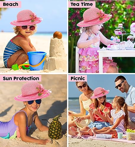 Mozlly Girls Tea Party Sun Flower Hat - 7.75 inch4