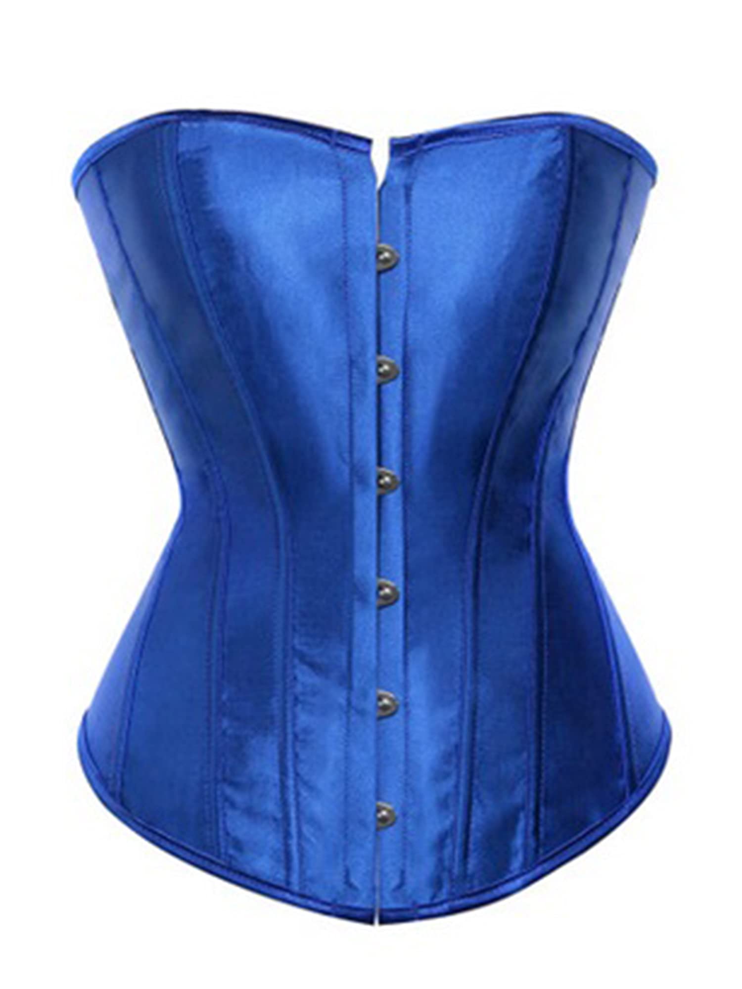 Anuedgis Women Satin Bustier Top Stylish Floral Jacquard Lace up Boned Overbust Corset Sexy Off Shoulder Going Out Body Shaper Top (A-Blue, 4XL) โ image 1