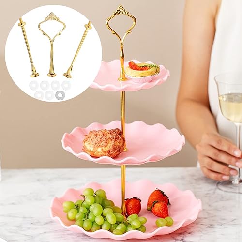 Miniatura 3 de Soporte de pastel escalonado para tartas, mango de fruta, accesorios de hardware para fiesta de boda (corona de 3 niveles, dorado)
