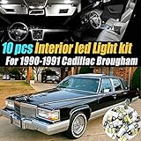 10Pc Super White 6000k Car Interior LED Light Bulb Kit Pack Compatible for 1990-1991 Cadillac Brougham