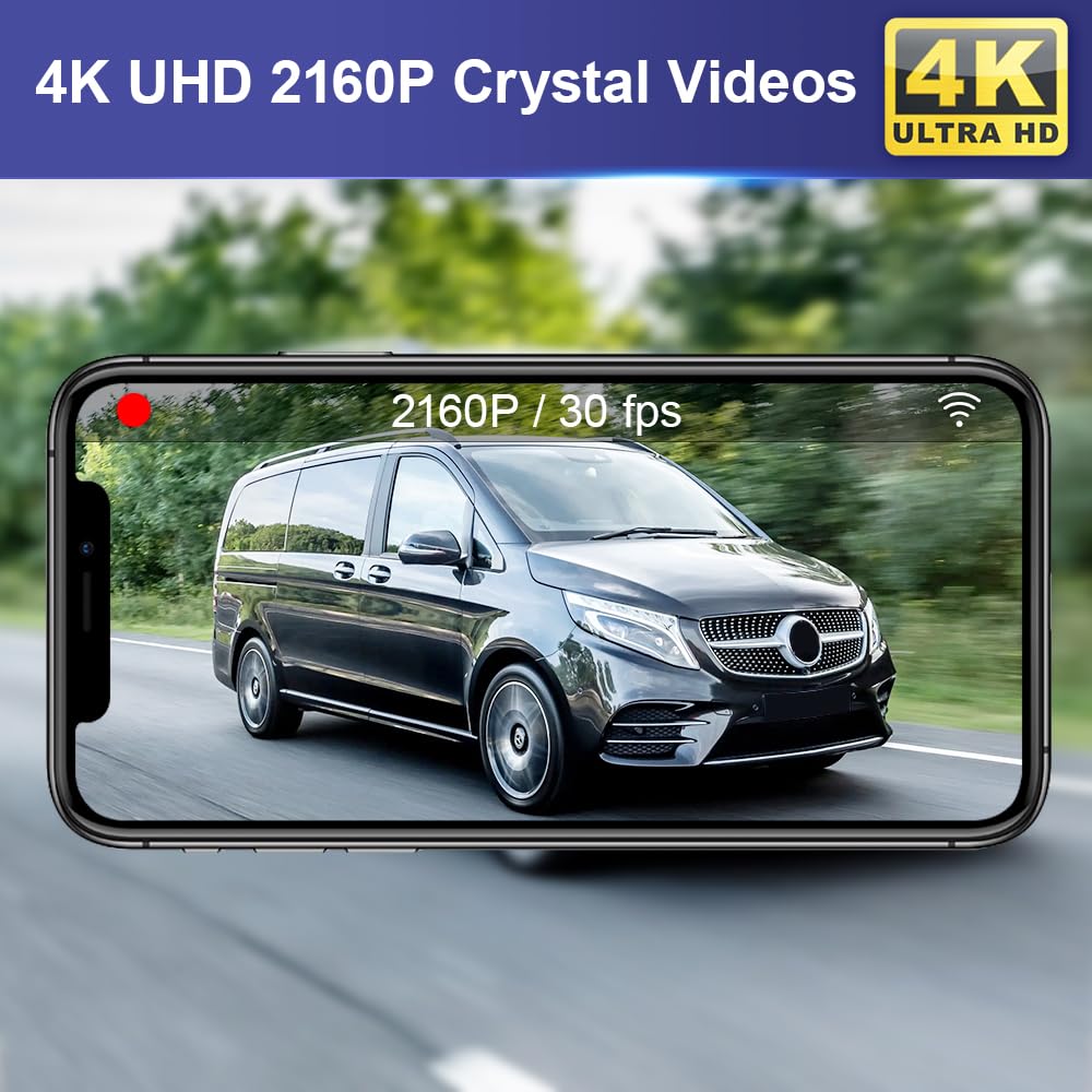 Fitcamx Caméra Embarquée Voiture Compatible avec Mercedes Benz V-Class EQV Vito eVito 2015-2023 (HD2-6103), OEM Dashcam 4K 2160P WiFi, G-Senseur, Enregistrement en Boucle, WDR, Plu &Play, Carte 64 Go
