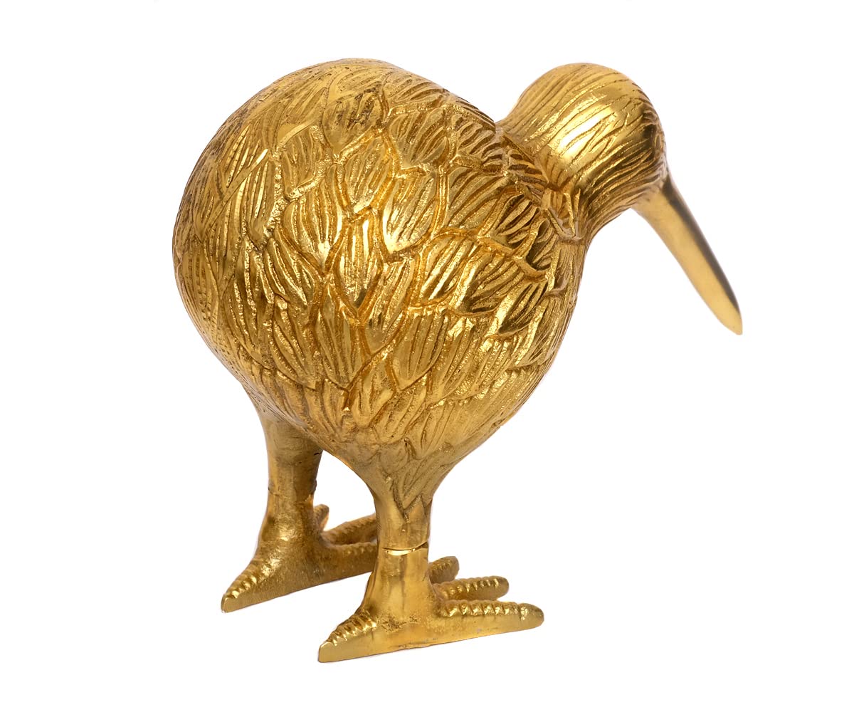 Design Kiwi Tier Deko Figur Vogel Australien Tierfigur Nationalsymbol von Neuseeland Glücksbringer Animal Kiwi Deko Skulptur, Größen Name: 9x9x12cm (HxBxT), Material: Gold