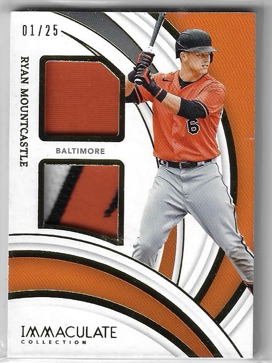Ryan Mountcastle Serial Numbered #01/25 Immaculate Materials Duals Prime Materials Game Used Jersey Memorabilia Immaculate Collection Special Insert Collectible Baseball Card - 2022 Panini Immaculate Baseball Card #IMD-RM (Orioles)