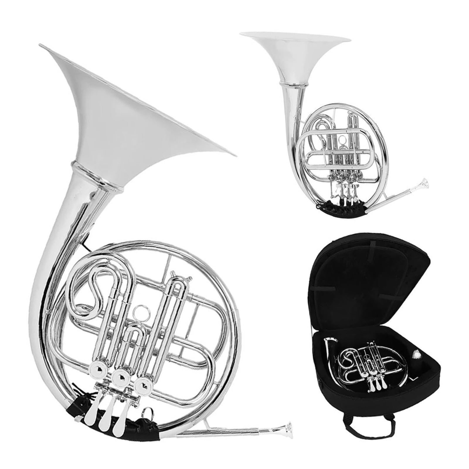 Bb French Horn Srebrny Mosiężny Korpus 3 Klawiszowy Instrument Muzyczny Z Futerałem