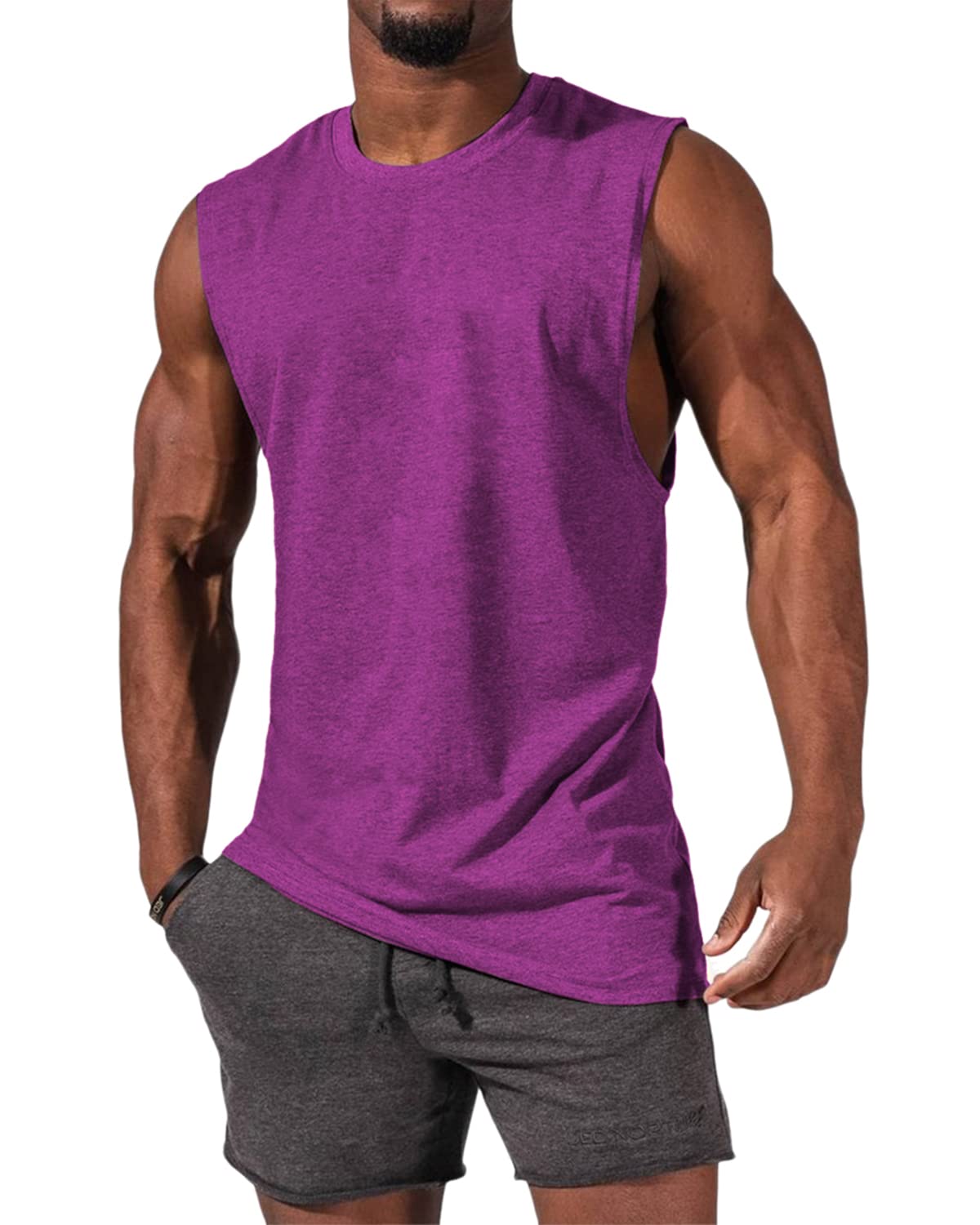 Camiseta sin mangas para hombre cuello redondo gimnasio deporte