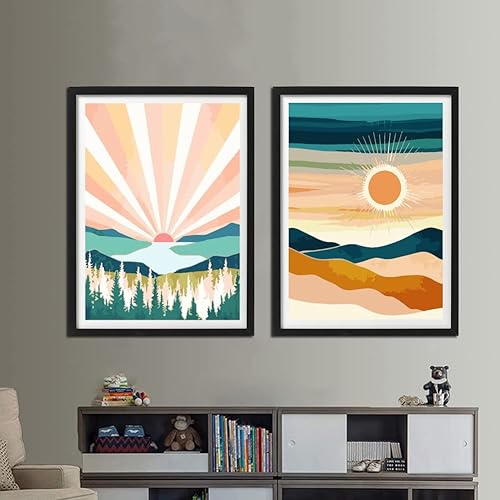 Miniatura 4 de YANXIN Kit de pintura por números para adultos principiantes, paquete de 2 pinturas enrolladas por números sobre lienzo para arte creativo de pared