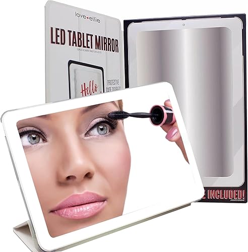 Onyx Professional Love Ellie - Espejo LED para tablet con funda luces regulables carga USB color blanco