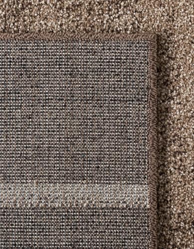 Image of Unique Loom Del Mar Collection Area Rug - Sarah (2' x 8' Runner, Dark Beige /Brown)