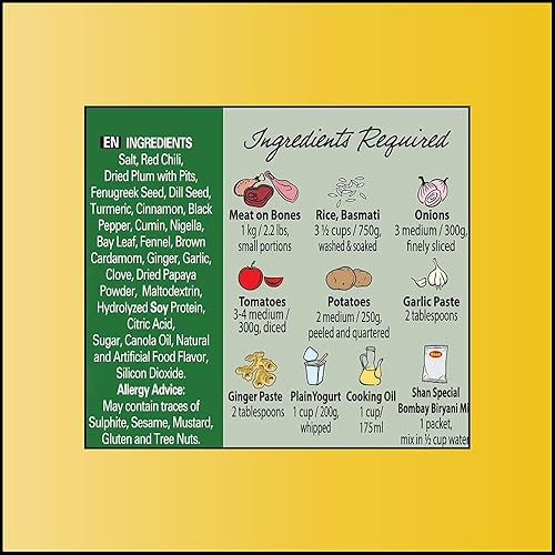 Miniatura 3 de Shan Bombay Biryani - Mezcla de recetas y condimentos de 2.11 oz (60 g) - Polvo de especias para pilaf en capas de carne y patata, adecuado para