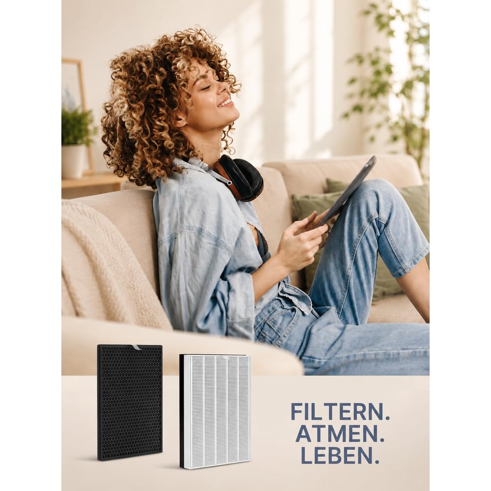 Comedes Ersatzfilterset passend für Philips AC1214/10 und AC2729/10 Luftreiniger | HEPA- und Aktivkohle-Filter | einsetzbar statt Philips FY1410/30 und FY1413/30 (2 Sets)