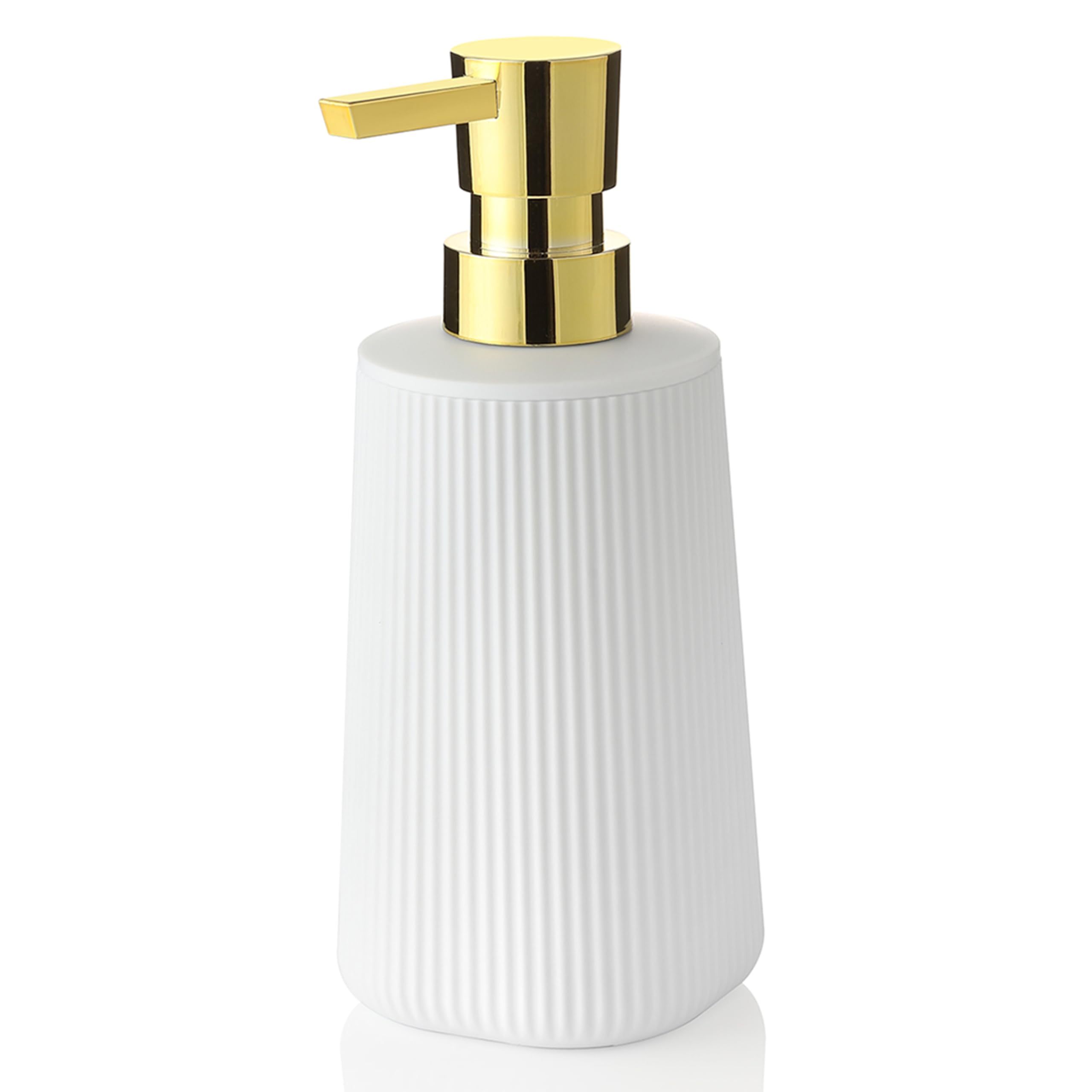 YAUKPH Small Soap Dispenser for Bathroom and Kitchen Matte White and Gold