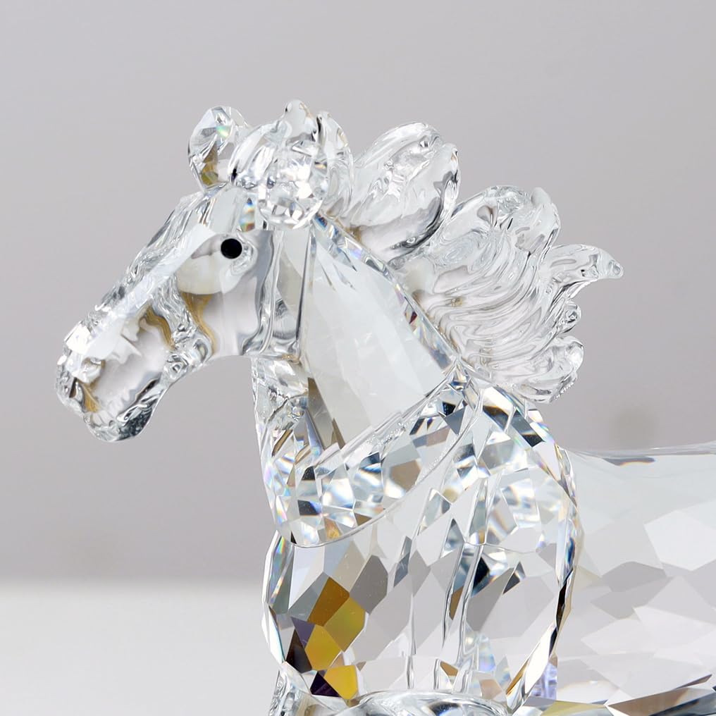 Crystal Horse Realistic Animal Art Figurine Collection Table top Ornament Statue Home Decor (White) - Image 4