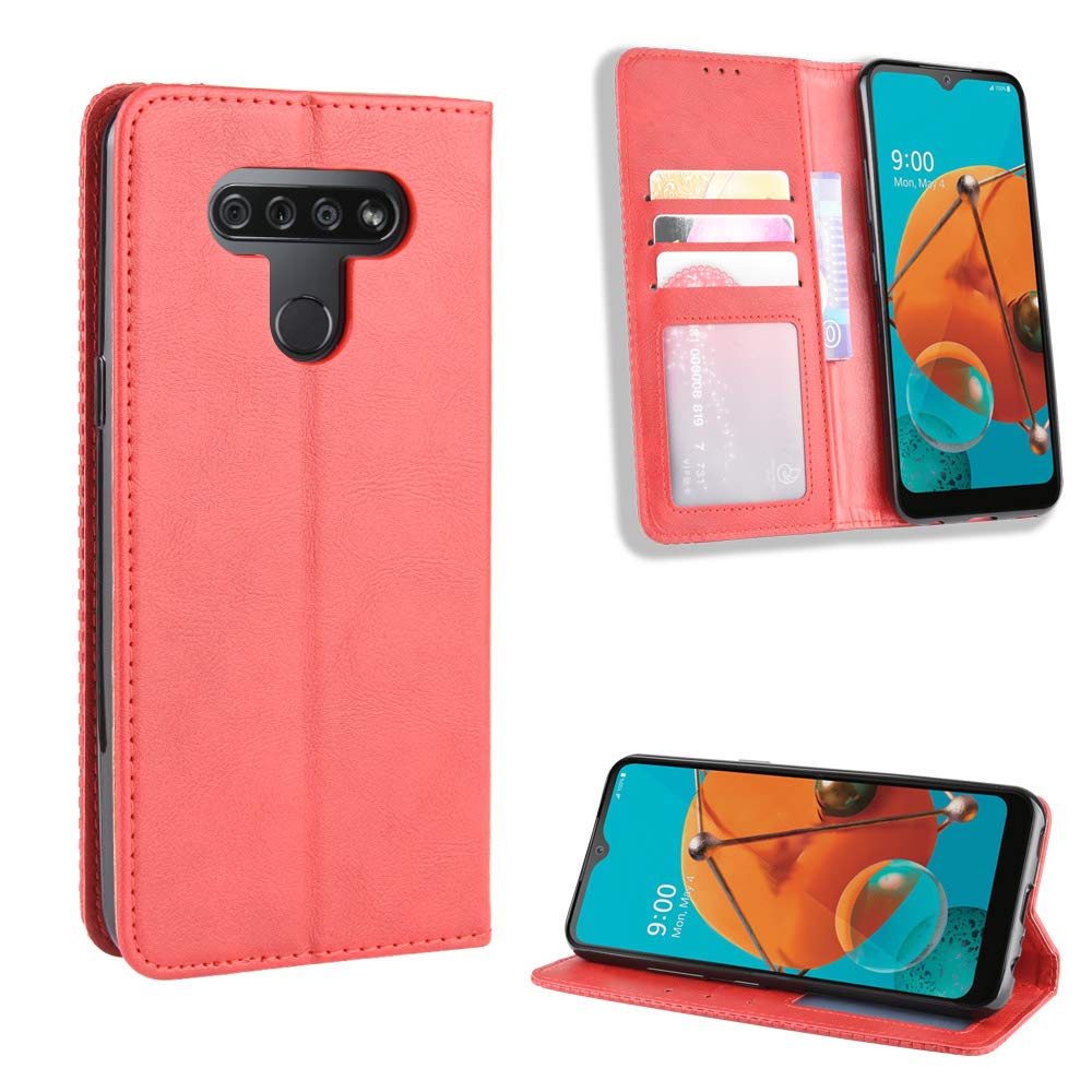 Jielangxin Keji Case for LG K51 Case Cover,Case for LG K51 LMK500UM LM-K500UM Case PU Leather flip Cover Red