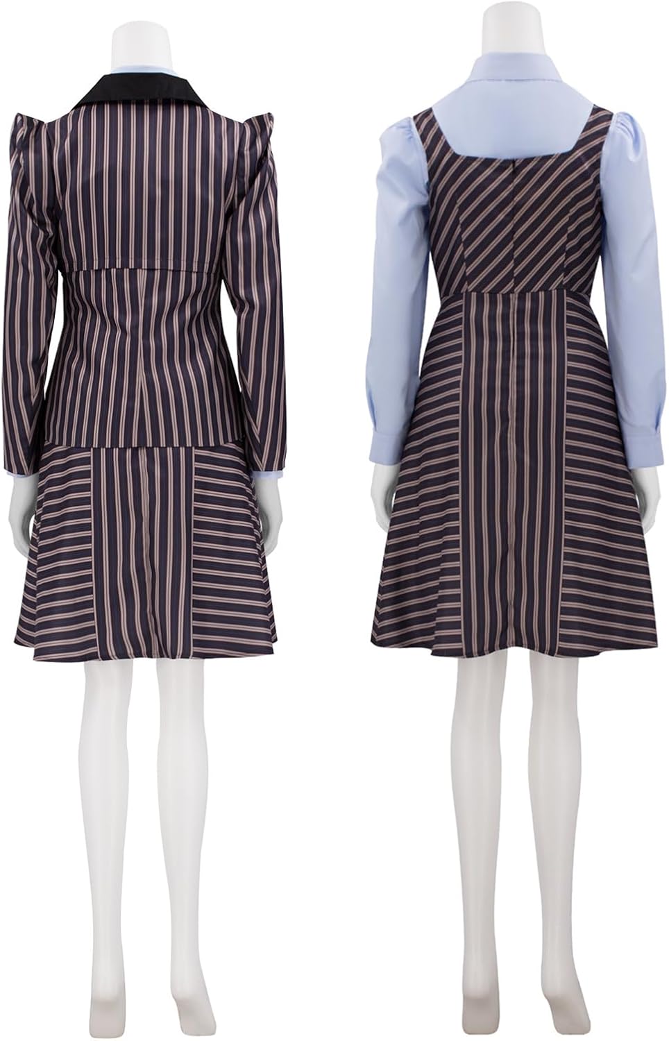 Womens Bad Witch Cosplay Costume Striped School Uniform Suit Halloween Outfits Wizard Jacket Skirt Set - Image 4