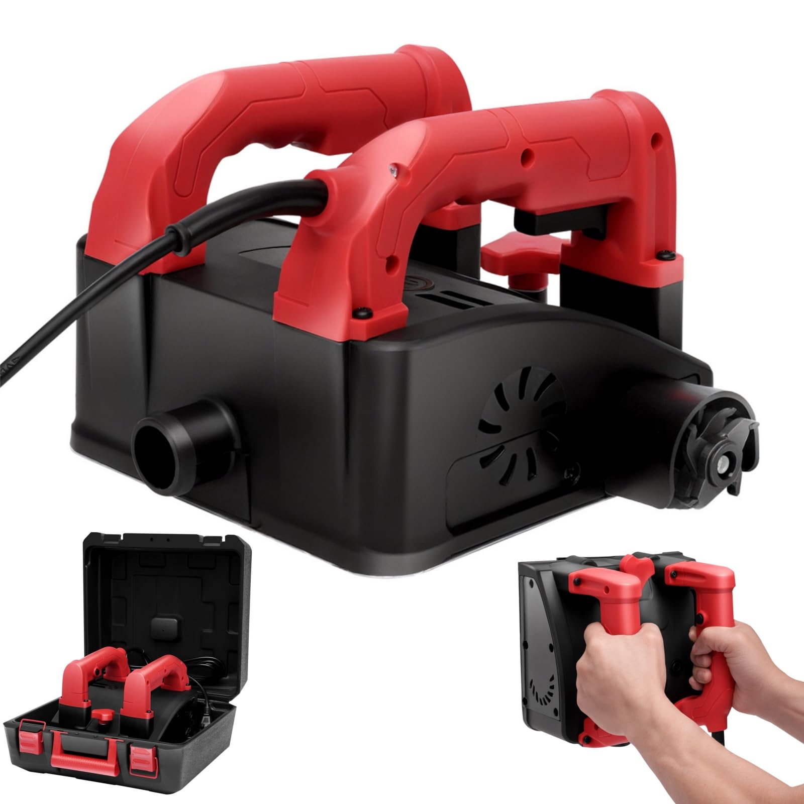 Elektryczna frezarka tynkowa, strug ścienny, 1200 W, do betonu – frezarka walcowa, do renowacji, 4000 obr./min, 1-4 mm, frezarka do renowacji, walców, szlifierek, frezarka walcowa, 24,5 × 22 ×
