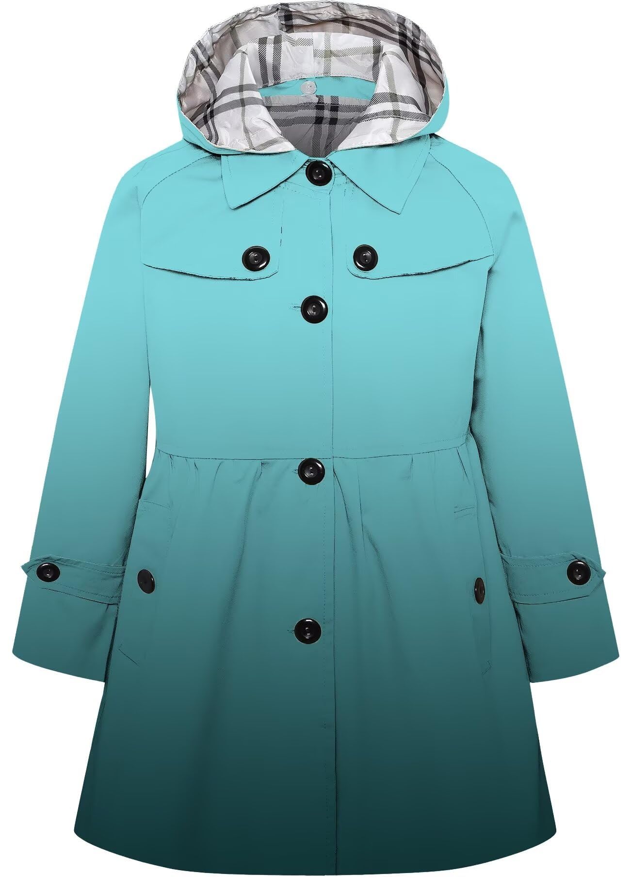 Betusline Girl's Single Breasted Trench Coat Hooded Dress Coat Outerwear