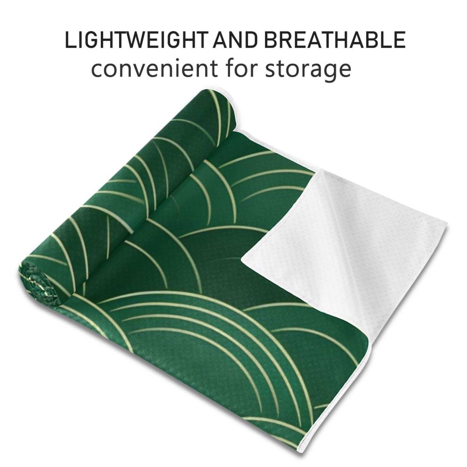 Hezely Non-Slip Hot Yoga Towel - Mat-Sized, Super-Absorbent Microfiber Sweat Towel for Gym, Bikram, Pilates and Yoga Mats,Green Element Cloud