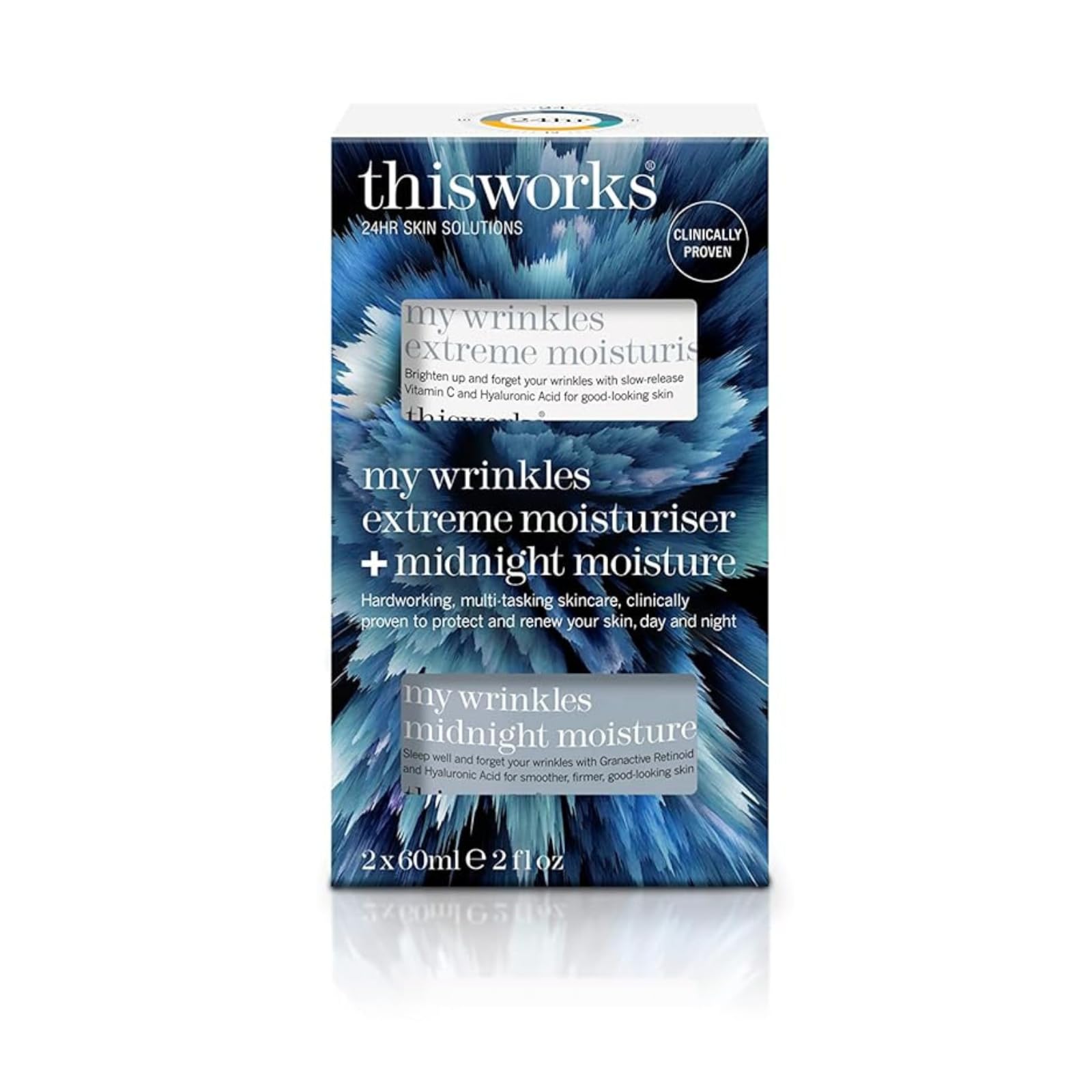 This WorksMy Wrinkles Moisturiser Duo - Anti Aging Face Cream Set for Smooth Skin - Includes Extreme Moisture Cream with Hyaluronic Acid and Midnight Moisture Night Cream with Retinoid Complex