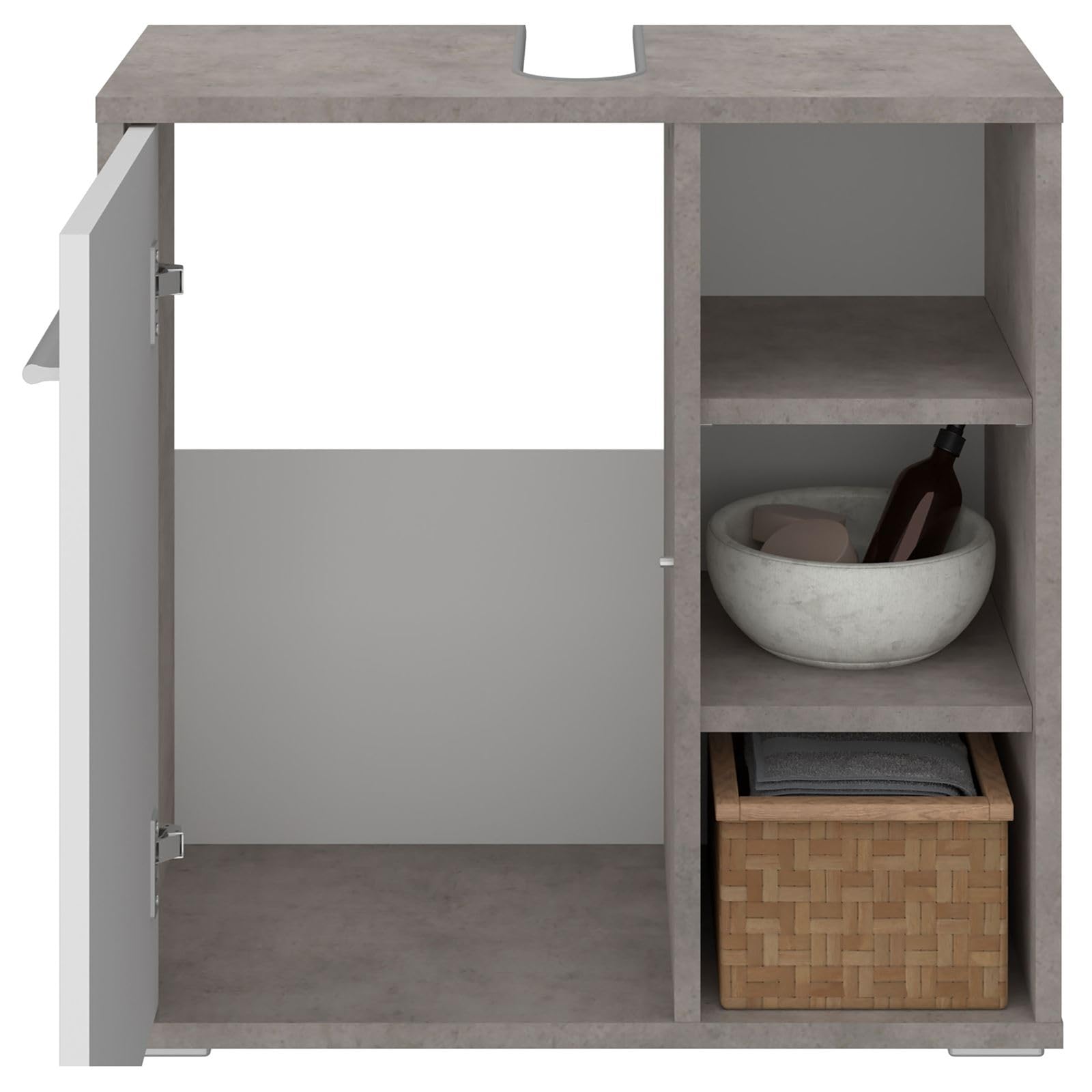 Mobile Da Soggiorno Porta TV Essenziale Con Un'anta Battente E Scomparti Aperti, Cm 140 X 35 X 34 Colore Bianco E Noce 84423698