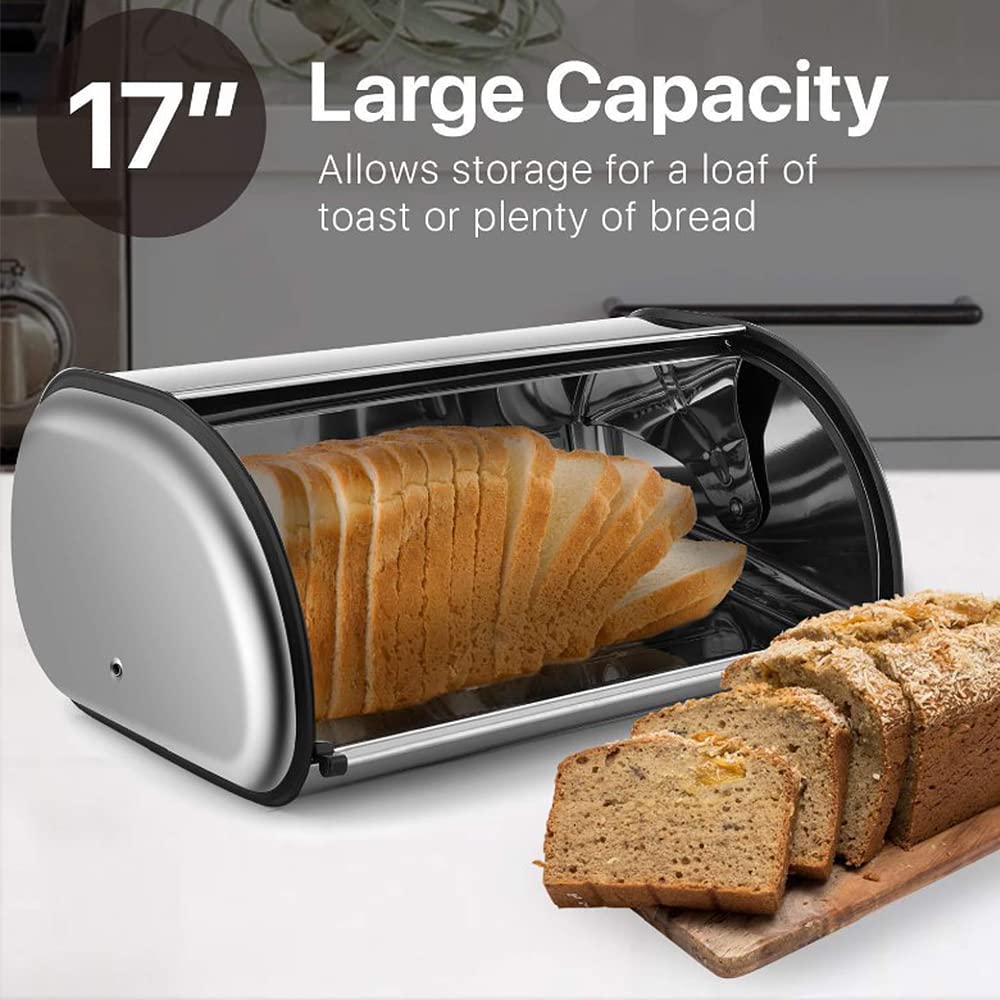 Brotdose aus Metall, Brotdose mit Schiebedeckel zum Aufbewahren von Brot, zum Aufbewahren von Brot, zum Aufbewahren von Brot und Nudeln, 44 x 27 x 18 