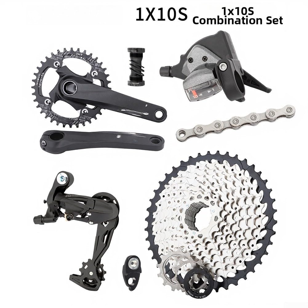 Gruppo per Mountain Bike a 10 velocità con guarnitura Cava 32T/34T/36T, Cassetta 46T, Cambio e deragliatore Posteriore. Kit Completo per l'aggiornamento della Trasmissione in bicic
