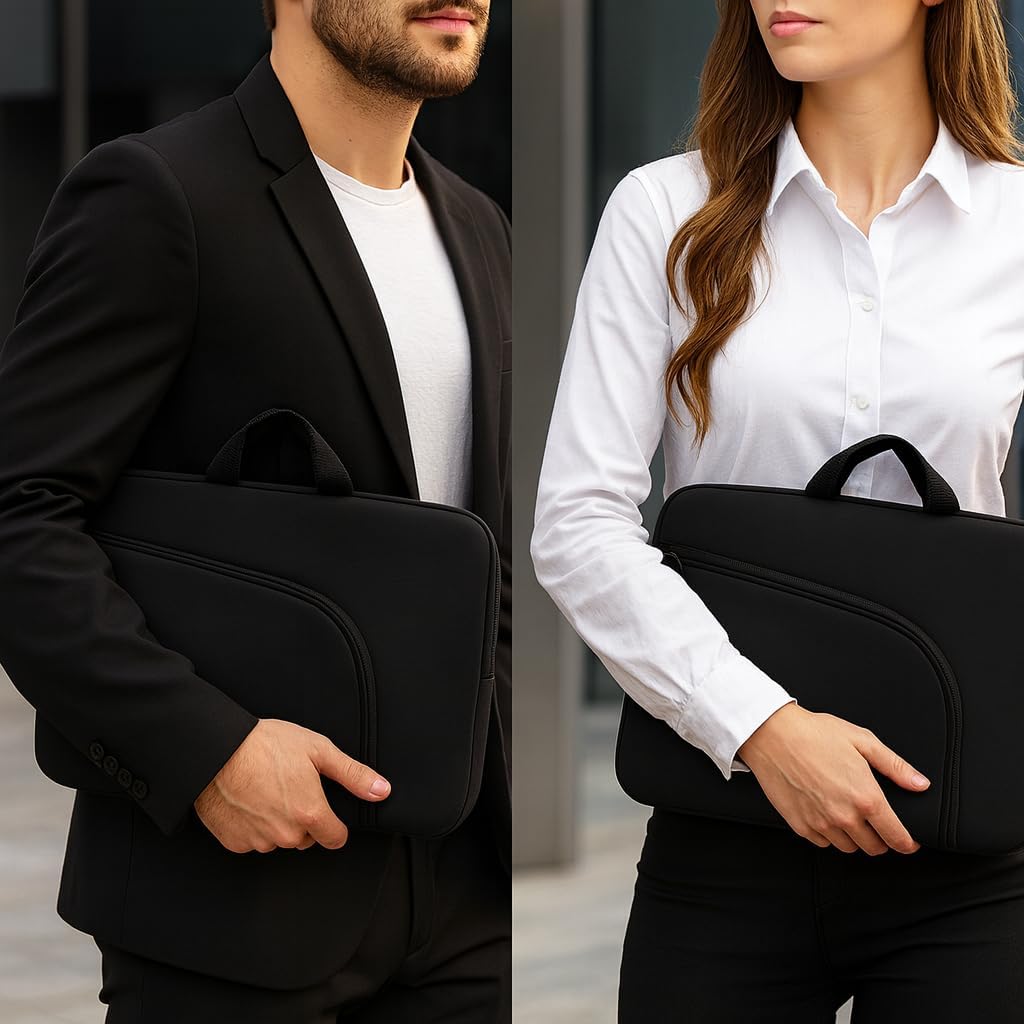 Capa para Notebook 15.6 Polegadas, Resistente à Água, Leve (150g), com Alça e Bolso Frontal, Case Protetora Slim para Trabalho, Faculdade e Viagem, Alça Reforçada, Neoprene - Qualidade Premium