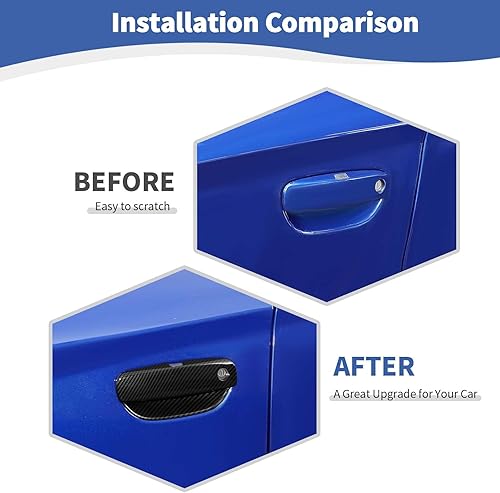 Miniatura 2 de RT-TCZ Para cargador de fibra de carbono manija de puerta cubierta Trim Bowl para Dodge Charger 2011 up negro fibra de carbono grano exterior