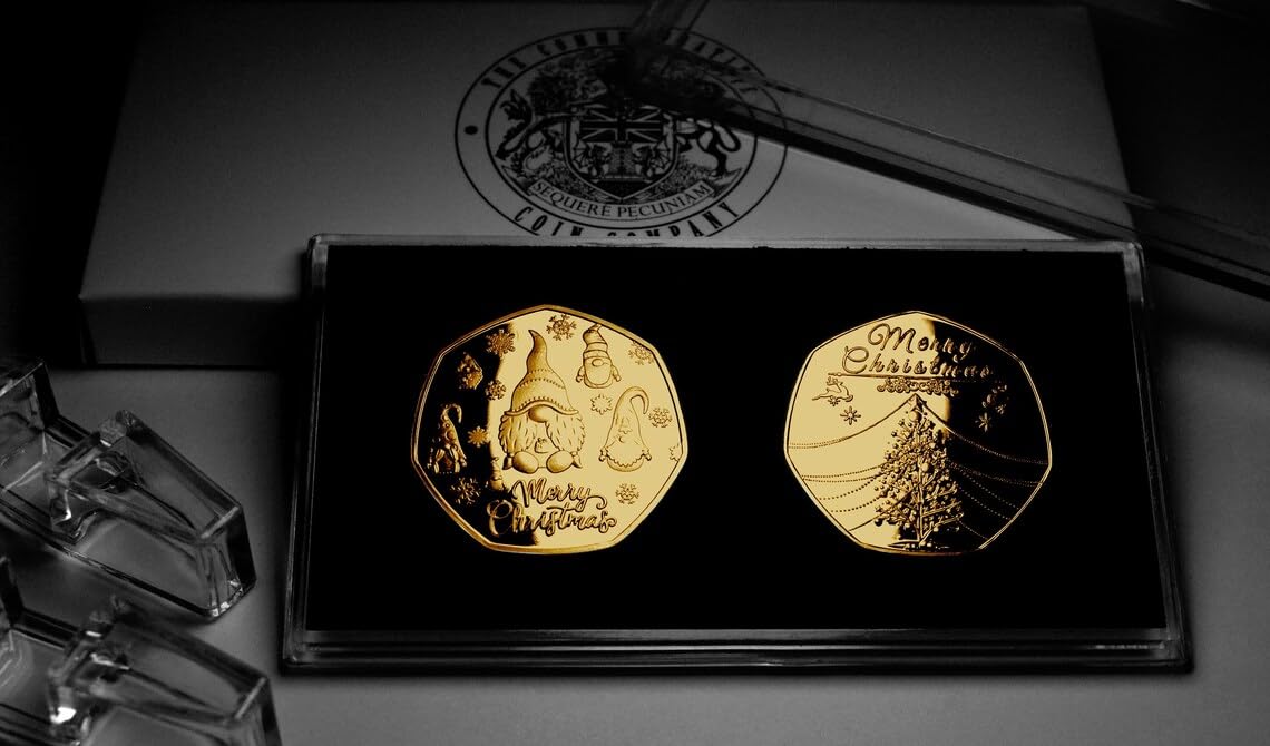 The Commemorative Coin Company Pair of MERRY CHRISTMAS 24ct Gold Commemoratives. Case and Gift Box. Favourite Gonk, Snowman Gift/Present