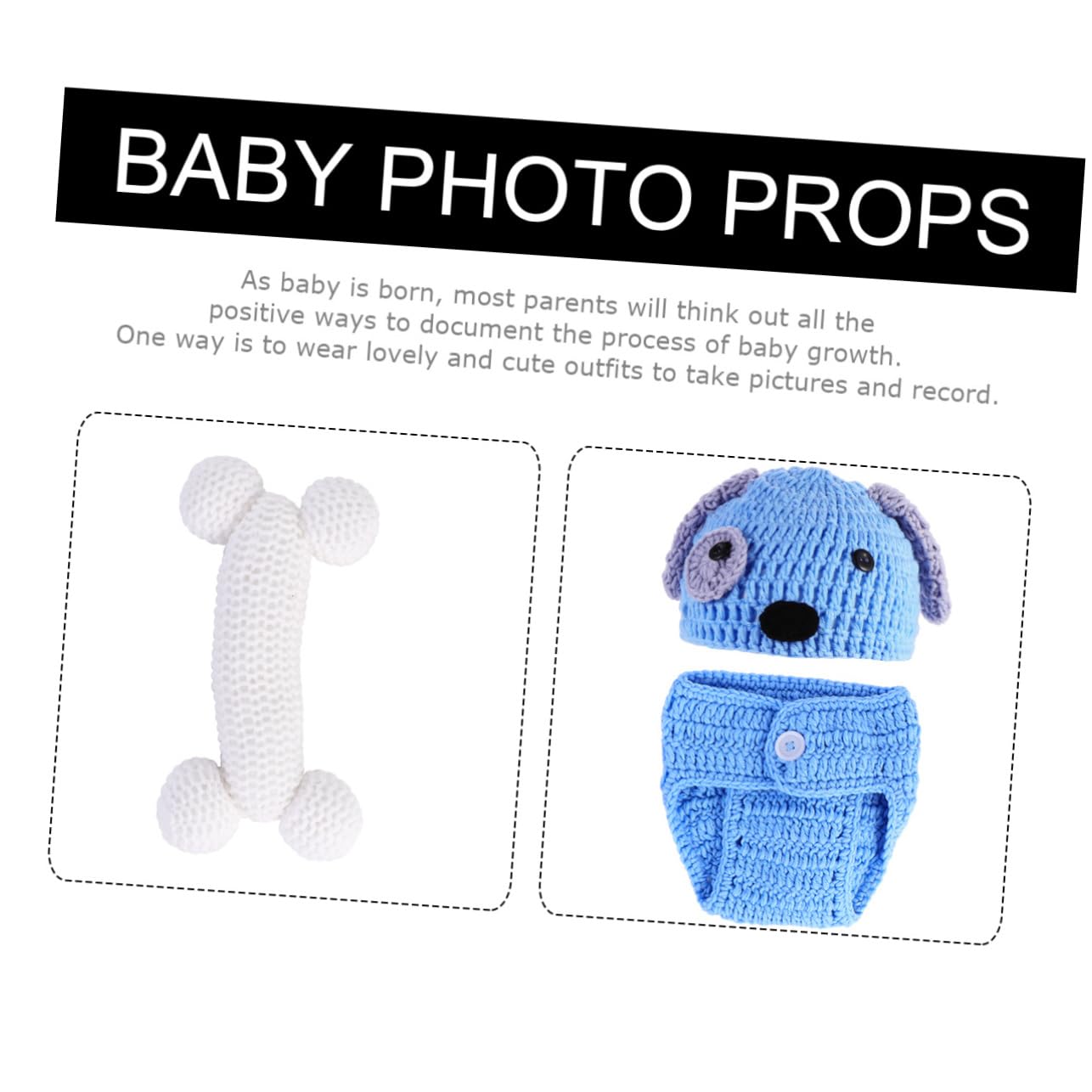 Hemobllo Ropa De Tejida Mano Con Diseño De Perrito Para Fotografía De Recién Nacido Incluye Sombrero Pantalones Cortos Y Azul