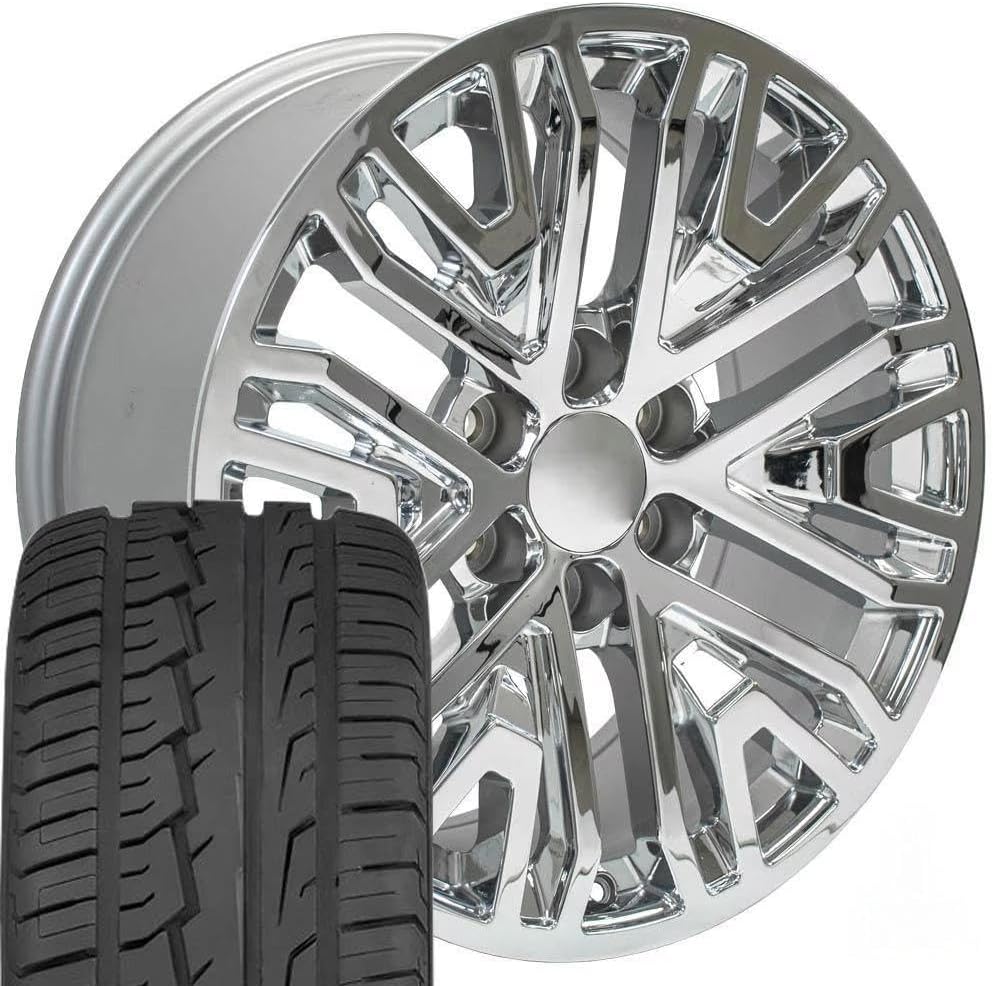 OE Wheels CV37 20 Inch Rims and Tires Fit Sierra 1500 Style 6x139.7 20x9 Chrome - Hollander 5906 - iMove GEN 2 SUV 275/55-20 (Set of 4)