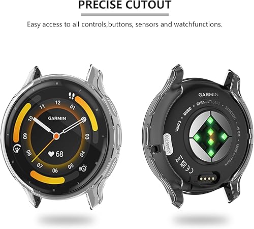 Miniatura 8 de Paquete de 4 Funda con protector de pantalla de vidrio templado compatible con Garmin Venu 3 (1.772 pulgadas), ultrafina, cobertura completa,