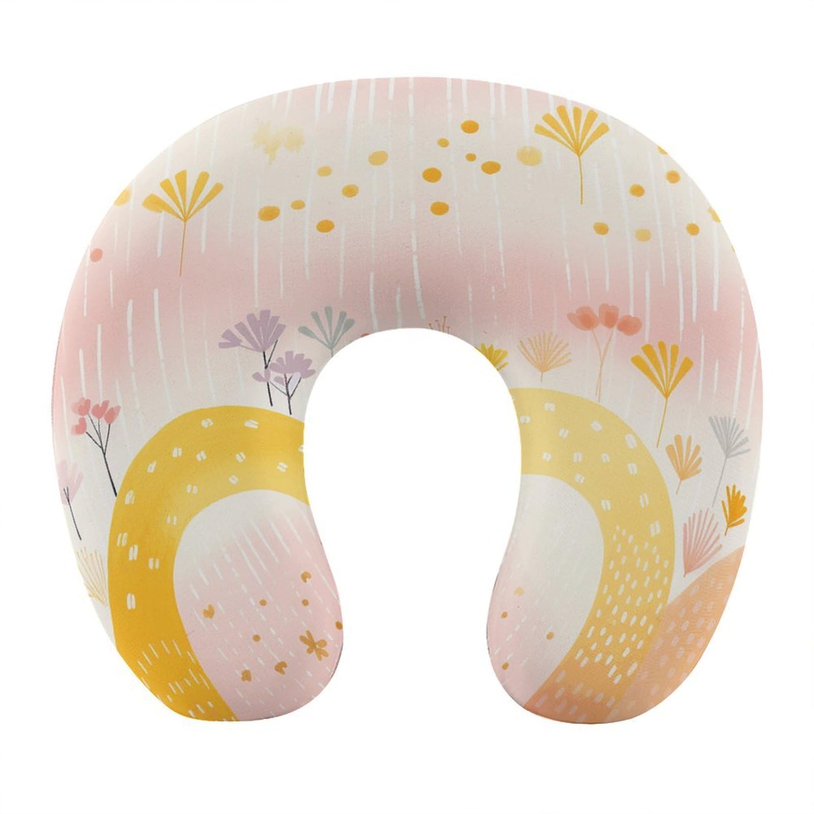 Adfgyerh Style Several Rainbows U-Shaped Pillow，Memory Foam Pillow Core，Cushion ，Provide Neck Support ，Travel Pillow，Suitable For Airplanes, Cars, Homes, And Offices.