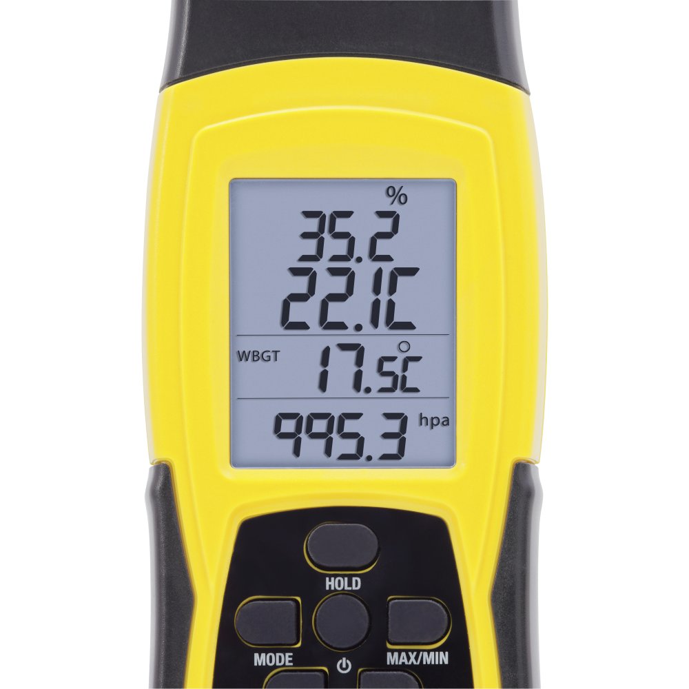 TROTEC Thermohygrometer TC100 inkl. Kalibrier-Zertifikat, Klimasummenmaß (WBGT), Strahlungswärme (Black Globe), Hitze-Index (HI), Lufttemperatur