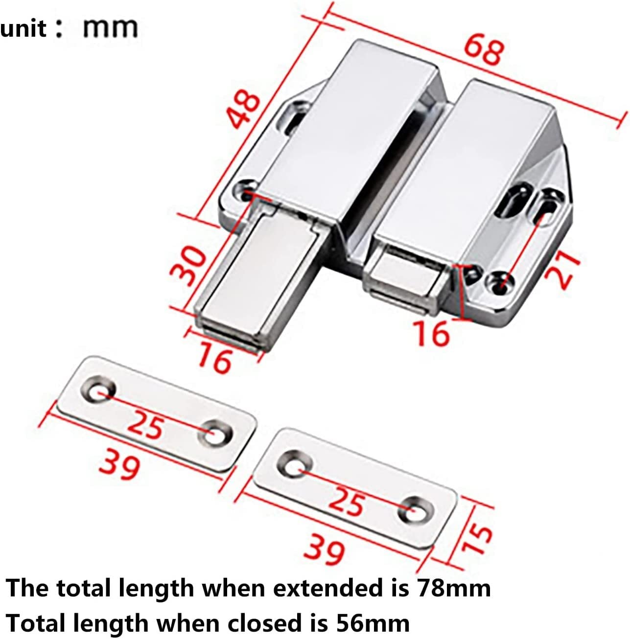 Push-to-Open-Türschnäpper, Push-Open-Schnappriegel, magnetischer Türschnäpper, Magnetschnäpper, magnetischer Schranktür-Touch-Push, robust, 2er-Pack Push-to-Open-Schrankbeschläge, DW (Farbe: Sa) (Farb