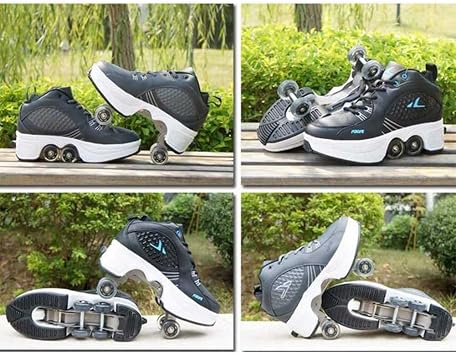 Roller Skates for Women Deformation Roller Shoes Invisible Roller Skates Multifunction Adjustable Double Row Roller Shoes Children Adult Roller Skating Roller Skates Outdoor Running Shoes