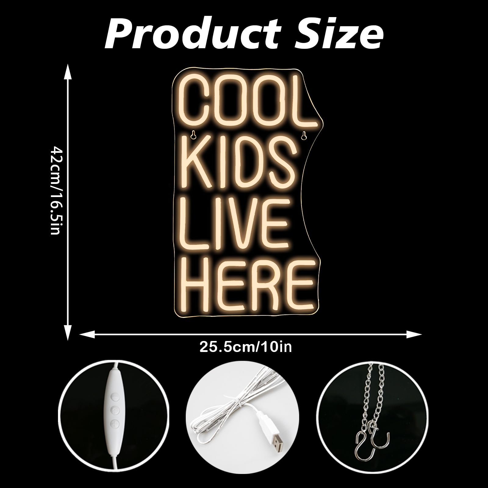 VYXIN Cool Kids Live Here Neon Sign for Wall Decor,Neon Light for Bedroom Bar Man Cave Kids Room Wall Art Decor - Image 4