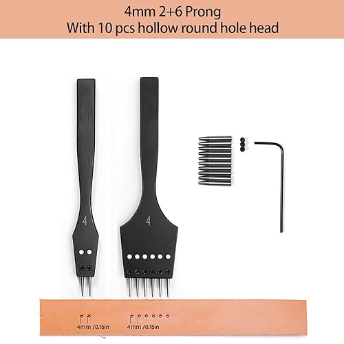 Miniatura 2 de WUTA Perforadora de cuero circular extraíble, cabeza afilada, cincel de hierro reemplazable, herramientas de cuero, herramienta profesional de