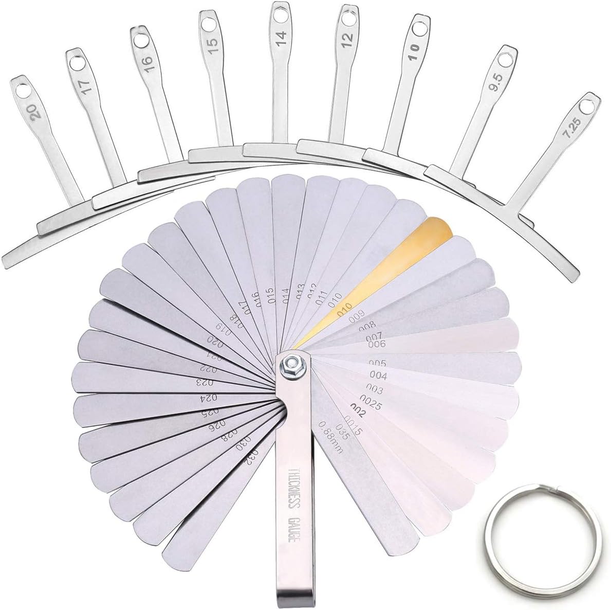 Alnicov 9Pcs Understring Radius Gauge Luthier Tools 32 Blades Feeler