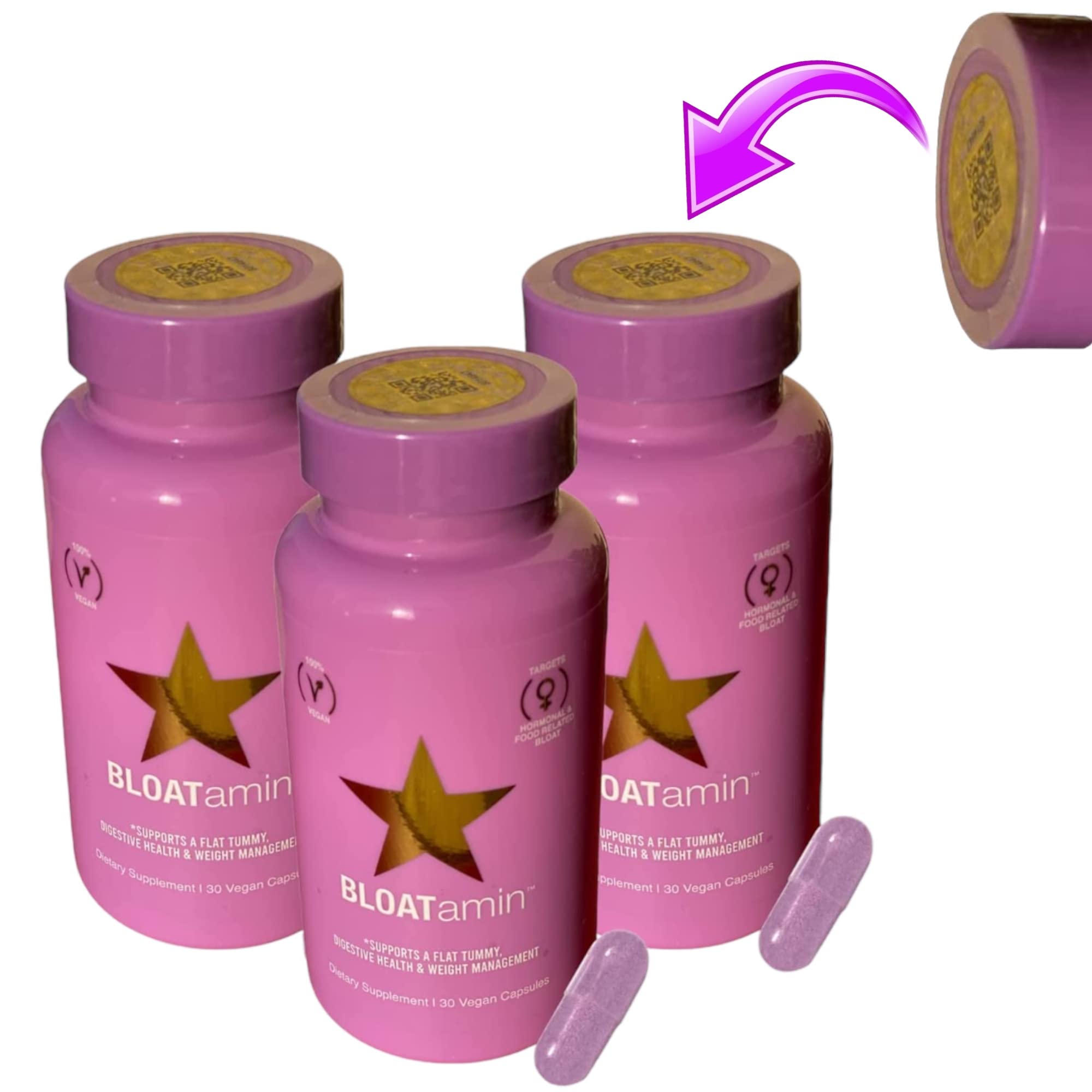 Buy 3 HAIRtamin BLOATamin with ORIGINAL HOLOGRAM Vegan Synergistic