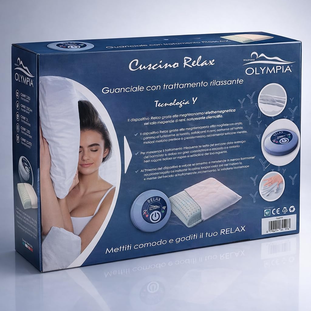 OLYMPIA Cuscino Relax MediaWorld Dispositivo Sanitario Magnetoterapia Alta Frequenza Cuscino Terapeutico Testa Cervicale Collo Terapia Antinfiammatoria Rilassante Federa Argento Antibatterica