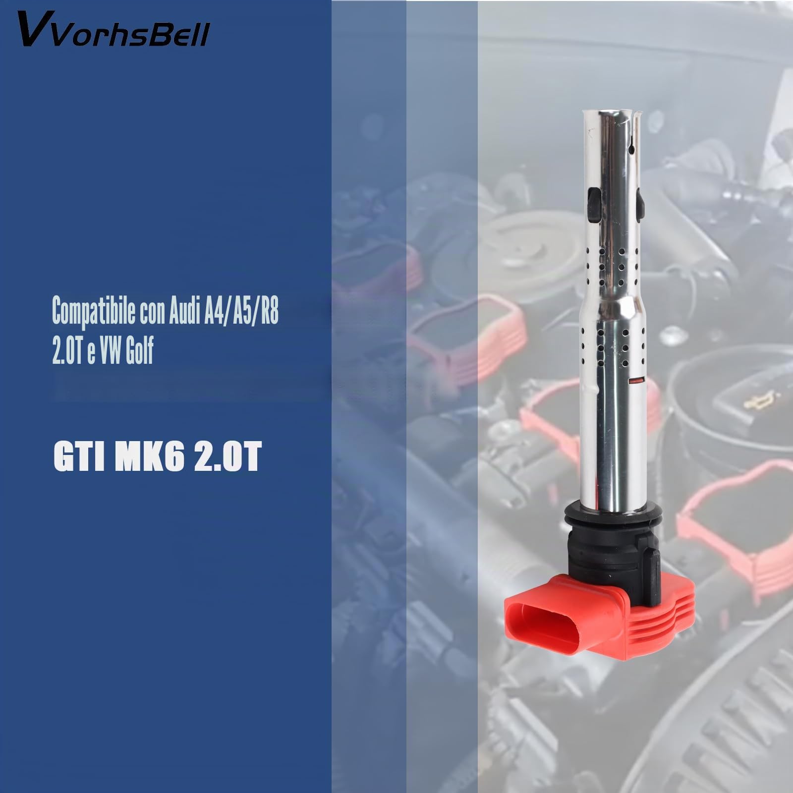 Bobina di accensione per Audi A4 A5 R8 2.0T e VW Golf GTI MK6 2.0T High Energy, alloggiamento in metallo, resistente alle vibrazioni, confezione da 4 pezzi