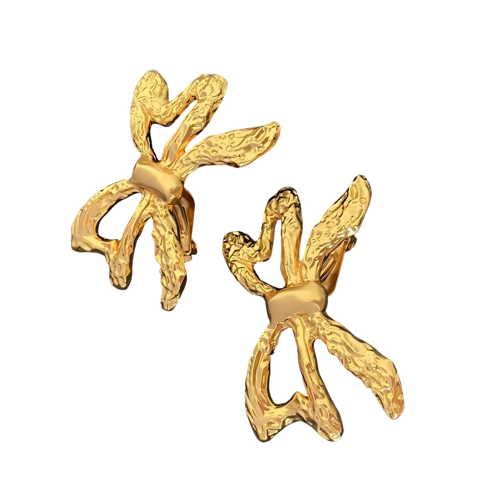 Orecchini a clip minimalisti a forma di fiocco, da donna, realizzati in robusto rame, orecchini tradizionali con design curvato
