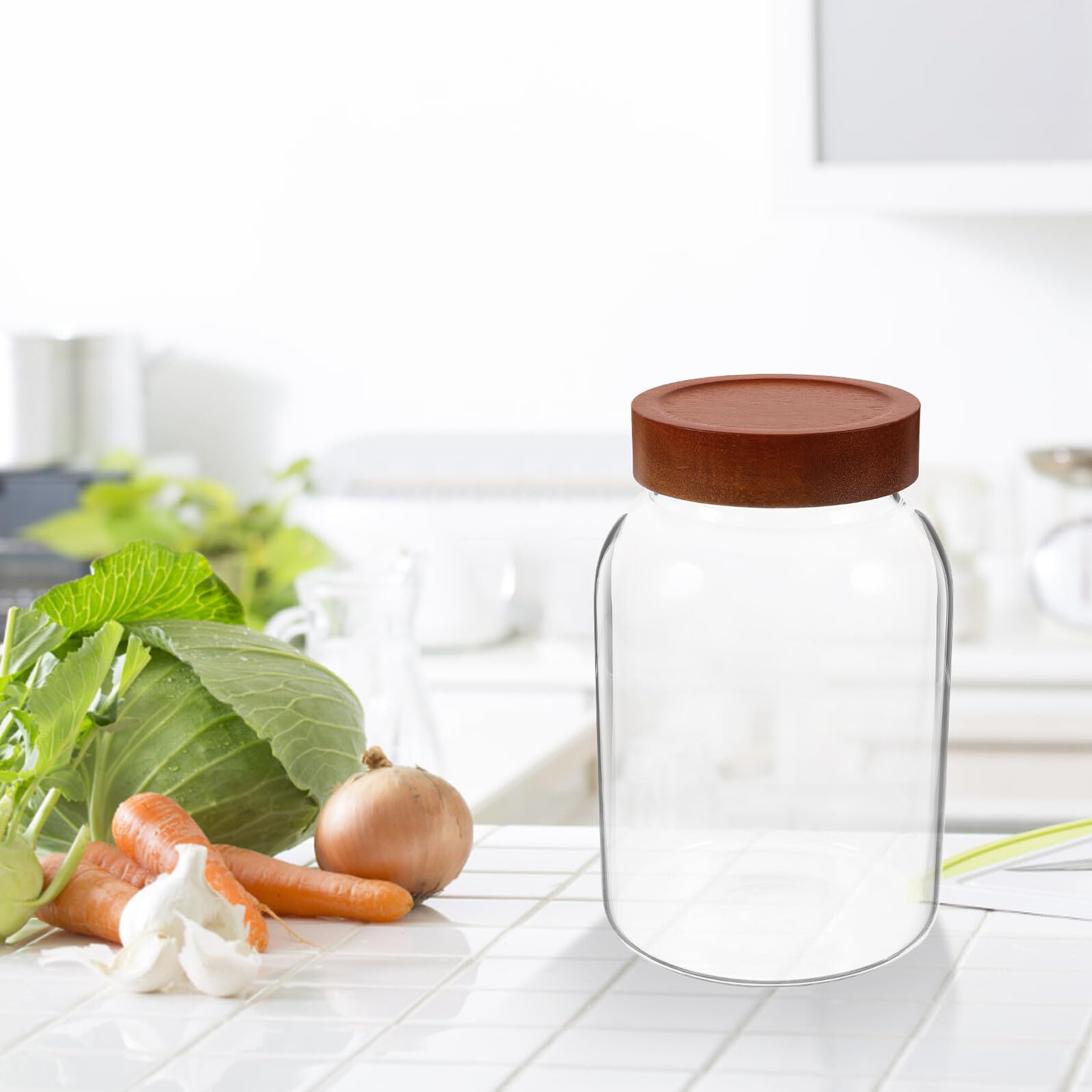 Gatuida Hochborosilikat Glas Vorratsglas mit Holzdeckel 2800ml | Luftdicht, Transparentes Design, Leicht zu Befüllen und Reinigen, Platzsparend für Küche und Vorrat
