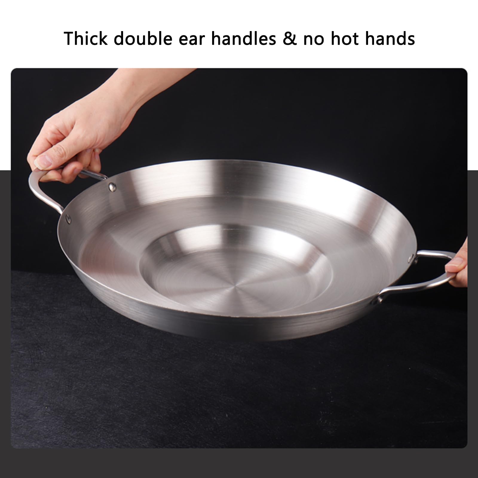 SvRite Padella wok in acciaio inox, resistente, concavo, 38/40/45 cm, antiaderente, per cucina, ristorante, esterno, per fornelli a induzione e fornelli a gas (45 cm)